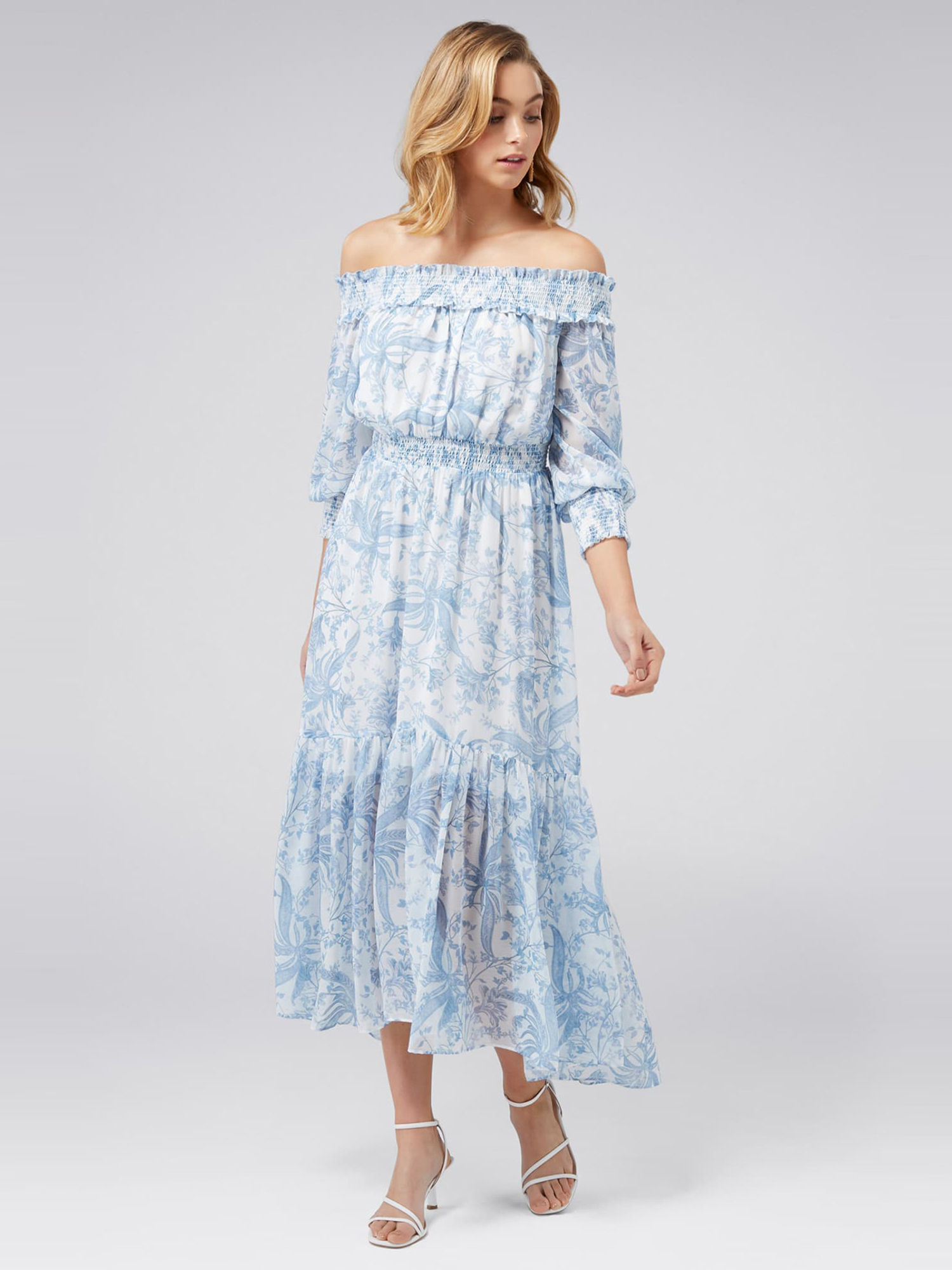 solid bardot wrap dress