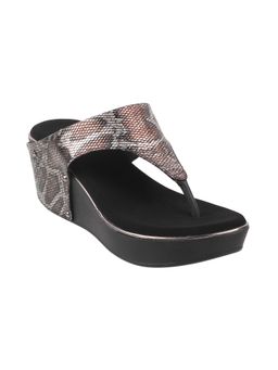 Metro - Womens Black Platform HeelsMetro Black Animal Print Wedges