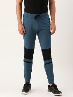 The Indian Garage Co - Men Teal Colorblock Slim Fit Joggers
