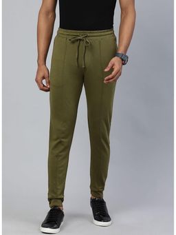The Indian Garage Co - Men Olive Solid Slim Fit Joggers