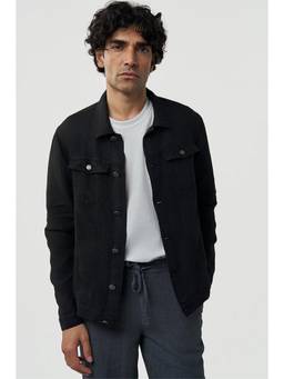 TERRA LUNA - Men's Diego Linen Shacket Black
