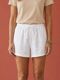 Scoup - White Cotton Linen Shorts