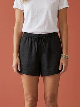 Scoup - Cotton Linen Black Shorts