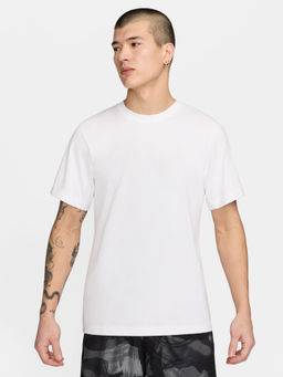 Nike - Men White Solid Dri-Fit T-shirt - DV9832-100