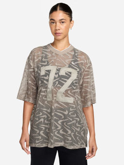 Nike - Women Grey Self Design Chill Lace T-shirt - IM8388-236