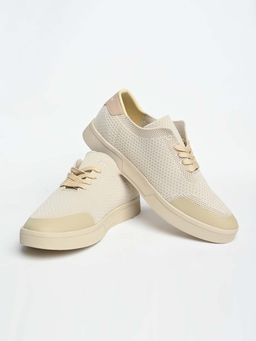 Snitch - Beige Textured Mesh Sneakers