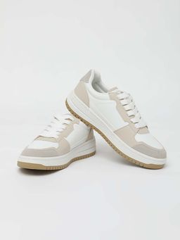 Snitch - Beige Colour Blocked Casual Sneakers