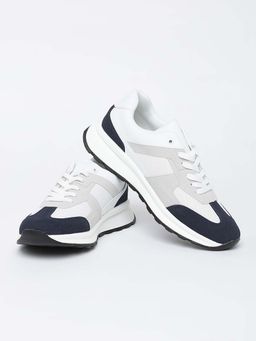 Snitch - Navy Blue and White Colour Blocked Sneakers