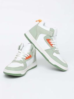 Snitch - Green and White Colour Blocked Sneakers
