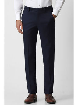 Van Heusen - Men Navy Solid Slim Fit Trousers