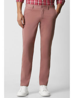 Van Heusen - Men Pink Solid Slim Fit Trousers