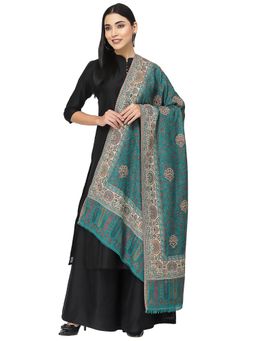 Anekaant - Booti Teal & Multi Double Beam Kaani Floral Polyester Modal Stole