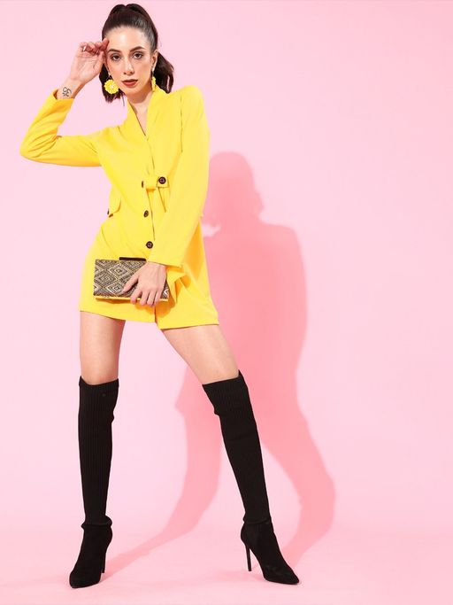 neon yellow blazer dress Zara X Purple Magazine cut out blazer dress in neon