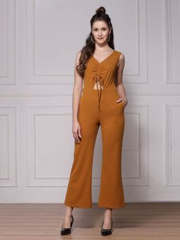 KASSUALLY - Mustard Front Cut Out Basic Jumpsuit