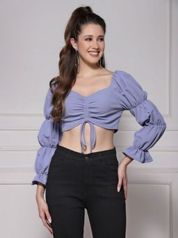 KASSUALLY - Powdered Blue Marie Sleeve Rounching Top