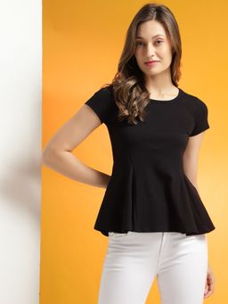 KASSUALLY - Black Peplum Top