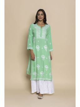 HOUSE OF KARI - Long Embroidered Kurta Green