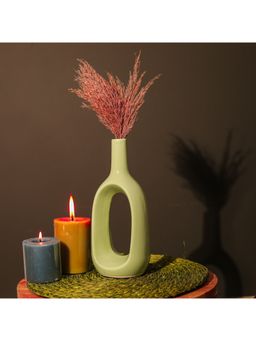 The Decor Mart - Hollow Glossy Ceramic Vase - Light Green