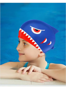 Little Surprise Box - 3D Blue Red Eye Wrinkle Silicone Kids Swim Cap