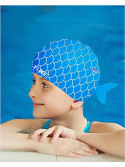 Little Surprise Box - Scales Blue Fishy Silicone Kids Swim Cap