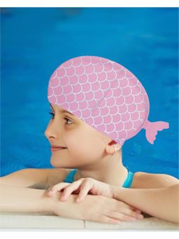 Little Surprise Box - Scales Pink Fishy Silicone Kids Swim Cap