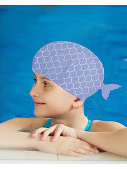 Little Surprise Box - Scales Purple Fishy Silicone Kids Swim Cap