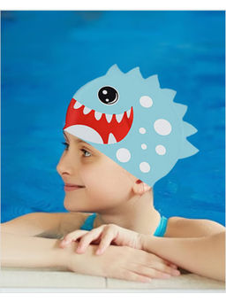 Little Surprise Box - 3D White Polka Mint Green Silicone Kids Swim Cap