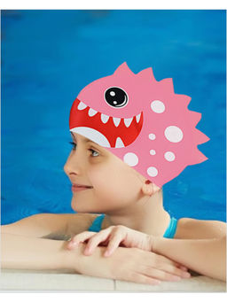 Little Surprise Box - 3D White Polka Pink Silicone Kids Swim Cap