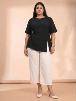 Curvy Lane - Black Asymmetric Casual Top