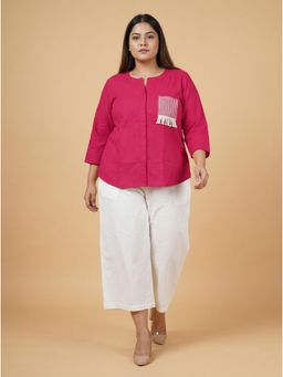 Curvy Lane - Pink Cotton Patch Work Top
