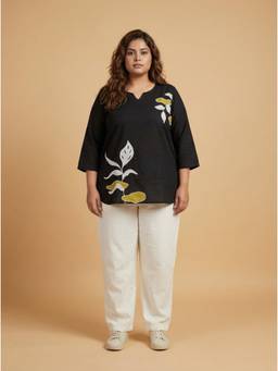 Curvy Lane - Black Pure Cotton Tunic