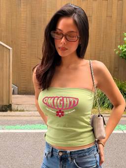 PRONK - Green Mighty Pronk Muse Tube Crop Top