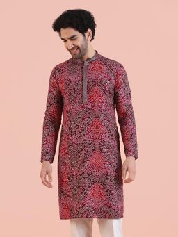 KISAH - Men Magenta Printed Kurta