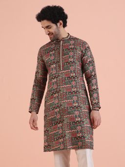 KISAH - Men Green Printed Kurta