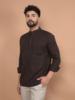 CRIMSOUNE CLUB - Men Brown Linen Shirt Kurta