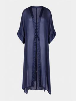 BEYOND - Navy Blue Cross Front Sheer Overlay