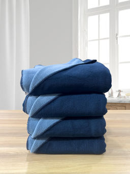 LABHAM - Navy Blue Microfiber Reversible Bath Towel (Pack Of 2)