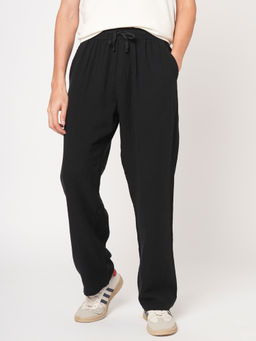 PRONK - Black Solid Track Pant for Men
