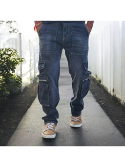 BOTABOCHI - Men's Blue Cargo Pocket Jeans