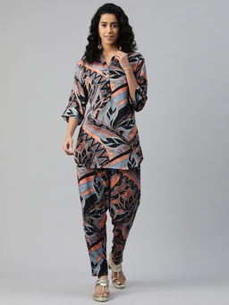 Readiprint - Style Silk Fabric Black Tunic with Pant (Set of 2)