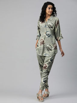 Readiprint - Style Silk Fabric Green Tunic with Pant (Set of 2)