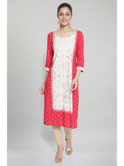 Aurelia - Pink Round Neck Printed Kurta