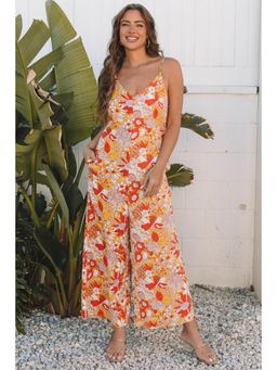 PARTIQ - Orange Floral Wide Leg Sleeveless Jumpsuit