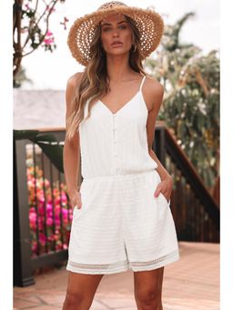 PARTIQ - White Lace Spaghetti Strap Loose Fit Playsuit