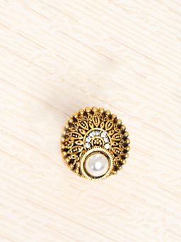 OOMPH - Antique Gold Stones and Pearls Ethnic Traditional Ring (8)