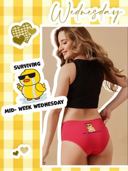 Clovia - Pink Mid-week Wednesday Cotton Mid Waist Hipster Brief