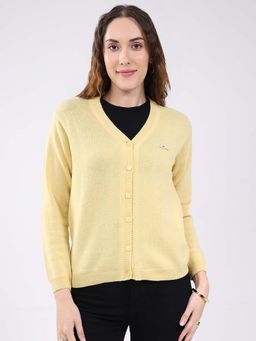 Monte Carlo - Womens V-Neck Full Sleeve Cardigan - Yellow