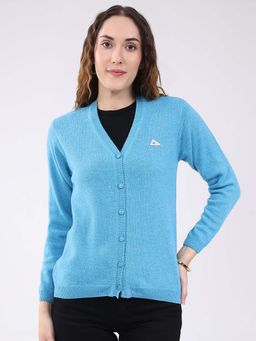 Monte Carlo - Womens V-Neck Full Sleeve Cardigan - Blue