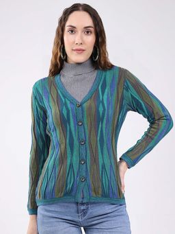 Monte Carlo - Womens V-Neck Full Sleeve Cardigan - Multi-Color
