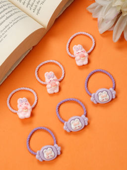 Stol'N - Bow & Teddy Detailed Rubber Bands - Multi-Color (Pack of 6) (3-12 Years)